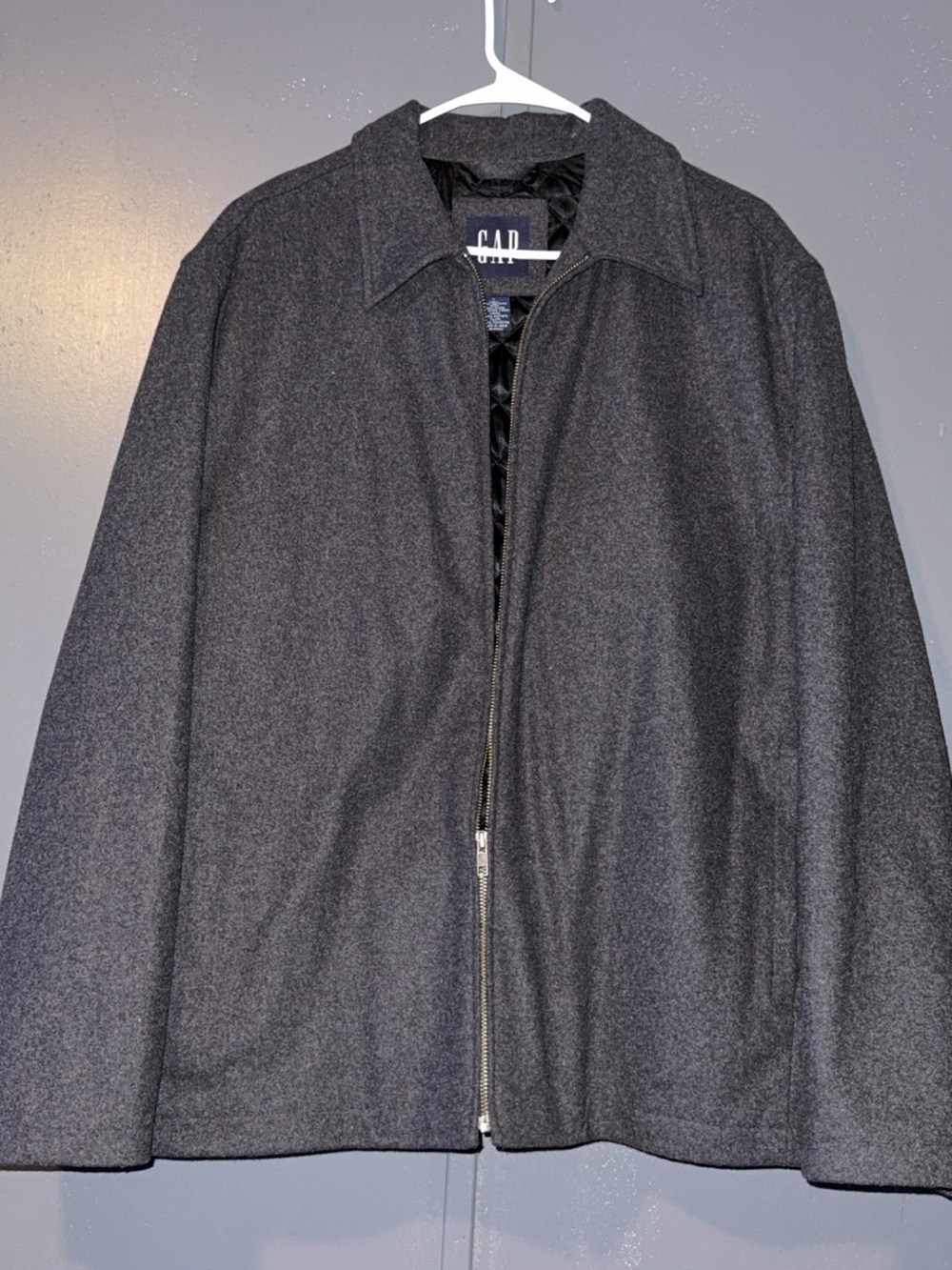 GAP Men's Charcoal Gray Wool-Blend Zip Pea Coat
